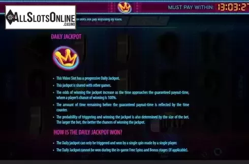 Progressive Jackpot screen