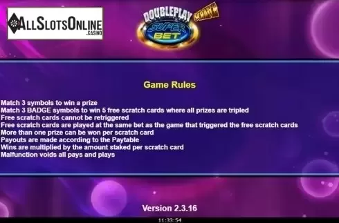 Rules. Doubleplay Superbet (Scratch) from NextGen