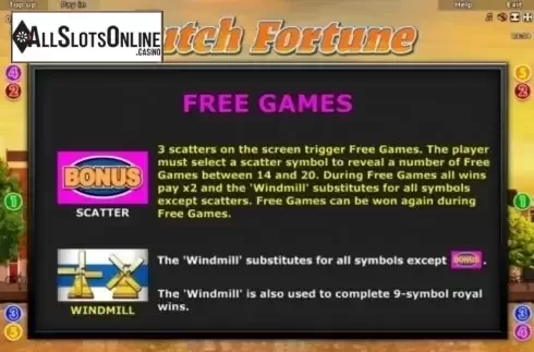 Paytable 2. Dutch Fortune from Greentube