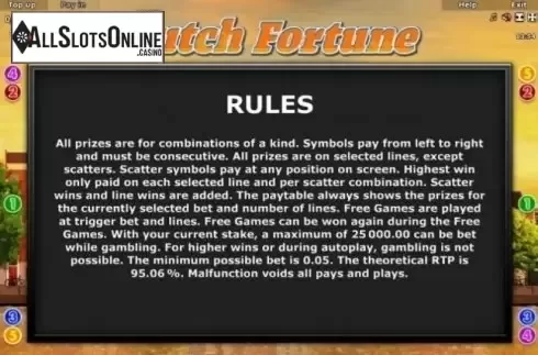 Paytable 4. Dutch Fortune from Greentube
