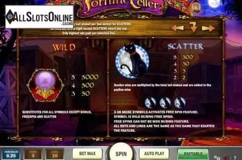 Paytable 1. Fortune Teller (Play'n Go) from Play'n Go
