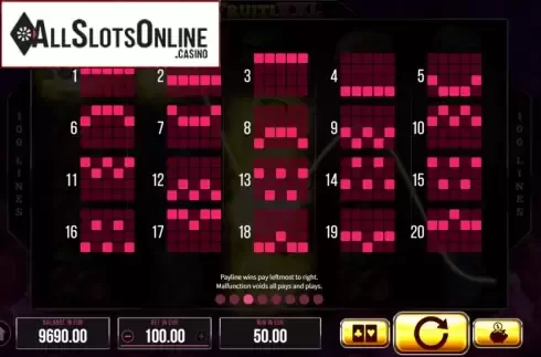 Paytable 2. Fruiti XXL from SYNOT