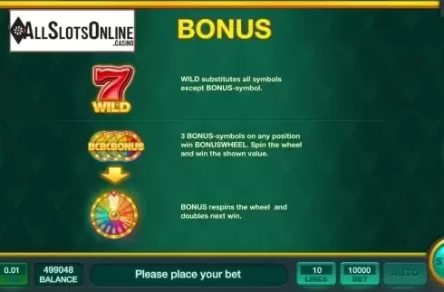 Features screen. Fruits Fortune Wheel from InBet Games