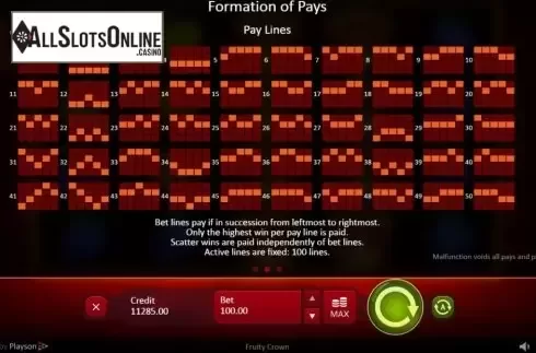Paylines 1. Fruity Crown from Playson