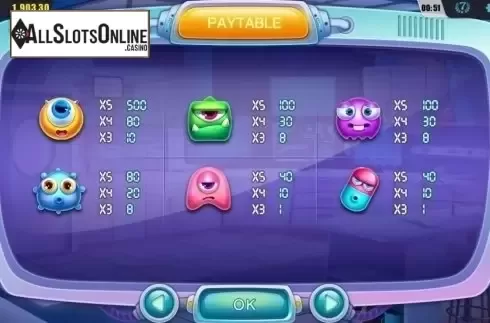 Paytable. Germ Lab from Dream Tech