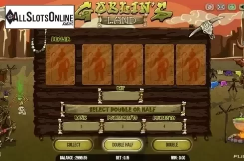 Risk (Double up) game screen. Goblins Land from Fugaso