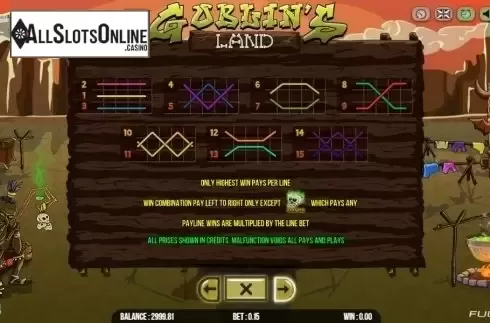 Paytable 3. Goblins Land from Fugaso