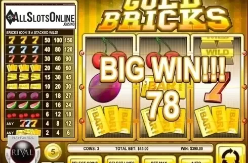 Big win. Gold Bricks from Rival Gaming