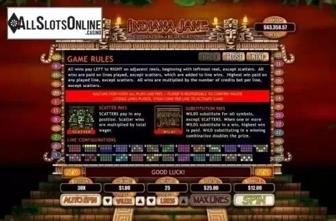 Rules. Indiana Jane from RTG