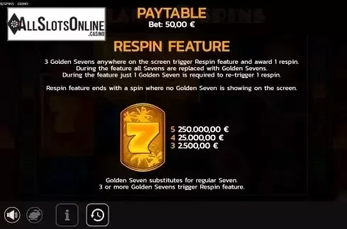 Respin feature screen