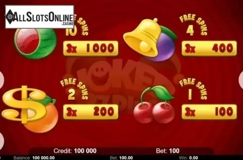 Paytable 2. Joker 27 Plus (Kajot Games) from KAJOT