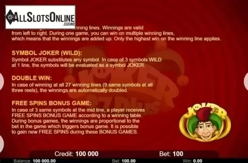 Features. Joker 27 Plus (Kajot Games) from KAJOT