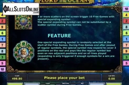Paytable 2. Lord of the Ocean from Greentube