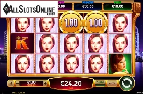 Win screen. Macau Beauties from Ruby Play