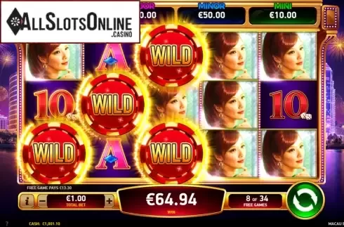 Wild win screen. Macau Beauties from Ruby Play