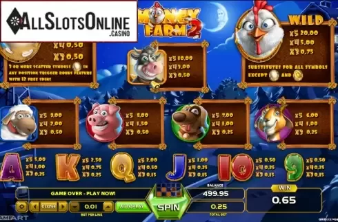 Paytable 1. Money Farm 2 from GameArt