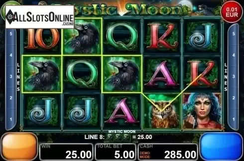 Raven symbol win screen. Mystic Moon (Casino Technology) from Casino Technology