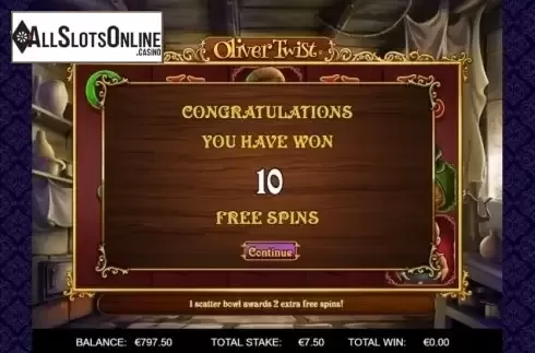 Free Spins Triggered. Oliver Twist from Endemol Games