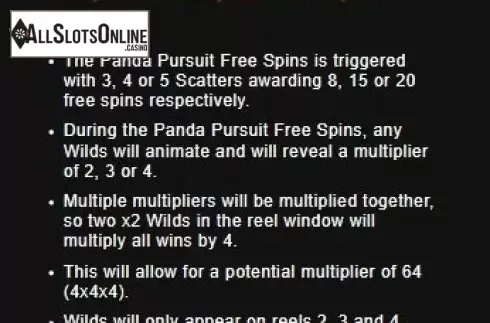 Paytable. Panda Pursuit from Radi8