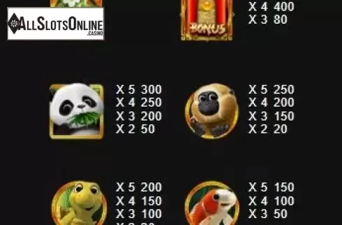 Paytable. Panda Pursuit from Radi8