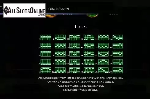 Pay Lines screen