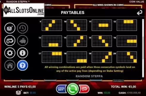 Paylines screen 2