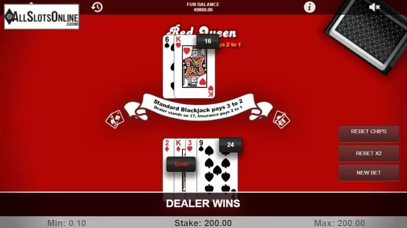 Game Screen 3. Red Queen Blackjack from 1X2gaming