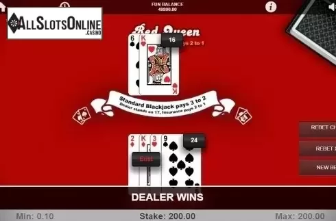 Game Screen 3. Red Queen Blackjack from 1X2gaming