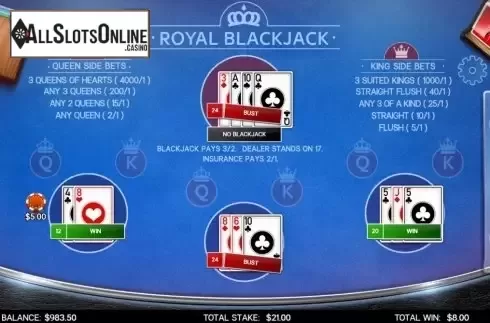 Game Screen 3. Royal Blackjack from Live 5