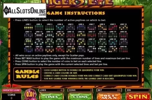 Screen4. Tiger's Eye from Microgaming