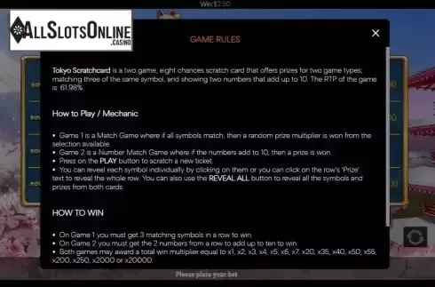 Game Rules screen