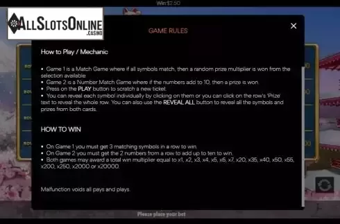 Game Rules screen 2