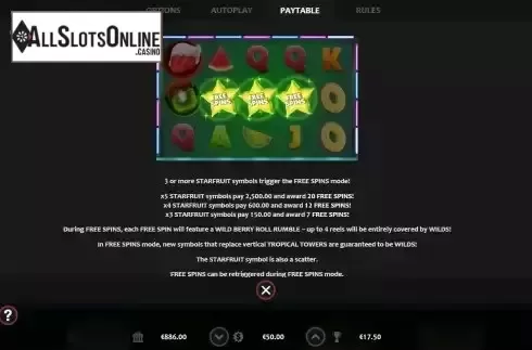 Free Spins feature screen