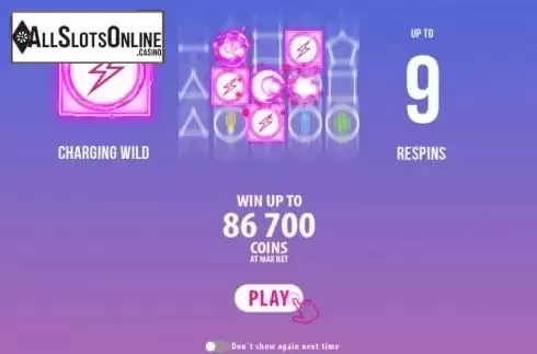 Start Screen. Wild Charger from Zeus Play
