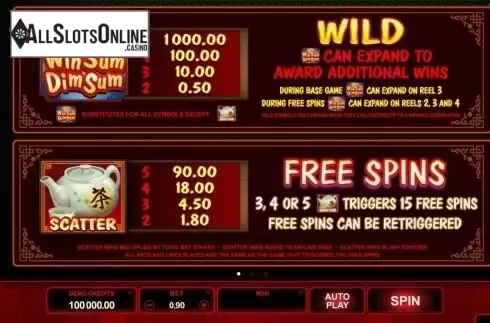 Screen2. Win Sum Dim Sum from Microgaming