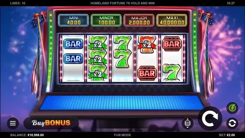 Homeland Fortune 7s Hold and Win slot screenshot 