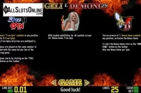 Paytable 2. Angeli e Demoni25 HD from World Match