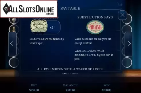 Paytable 2. Antique Riches from Genesis