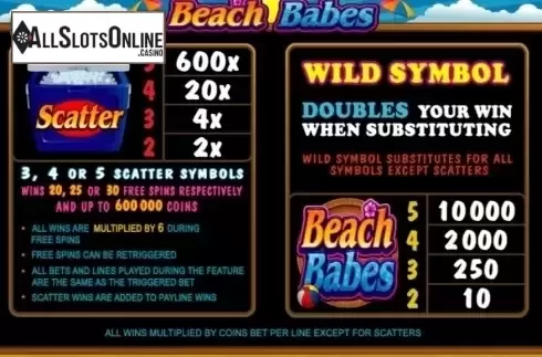 Paytable 2. Beach Babes from Microgaming