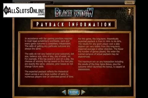 Rules. Black Widow (IGT) from IGT