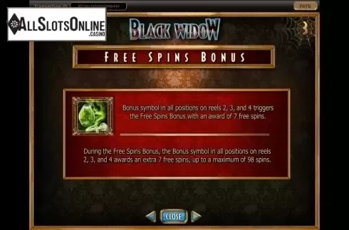 Paytable 2. Black Widow (IGT) from IGT