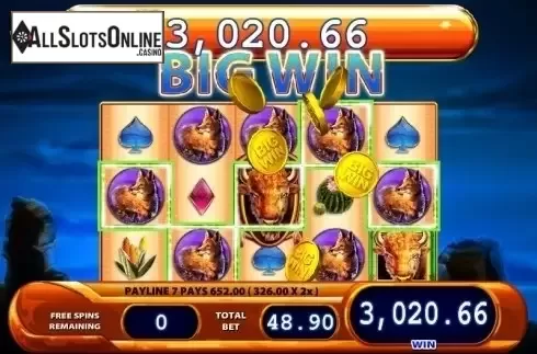 Big Win screen. Buffalo Spirit (WMS) from WMS