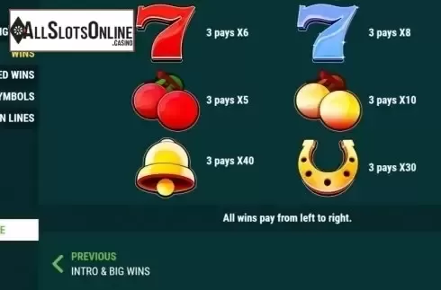 Paytable 2. Cherry 7 from Slot Factory