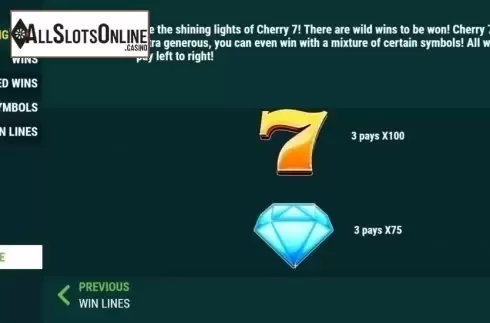Paytable 1. Cherry 7 from Slot Factory