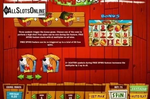 Paytable 2. Crazy Cows from Play'n Go