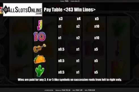 Paytable screen 2