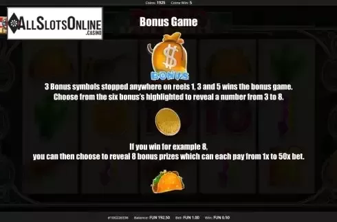 Bonus game screen