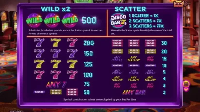 Disco Bar 7s slot screenshot 2