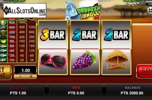 Reels screen. Drunken Jungle from Spadegaming