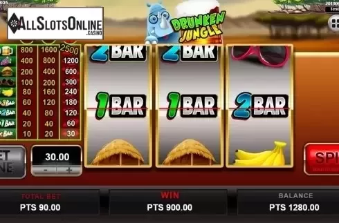 Win screen 2. Drunken Jungle from Spadegaming